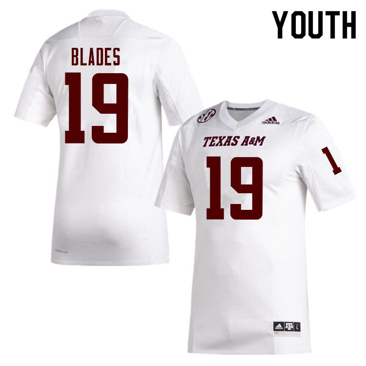 Youth #19 Elijah Blades Texas A&M Aggies College Football Jerseys Sale-White